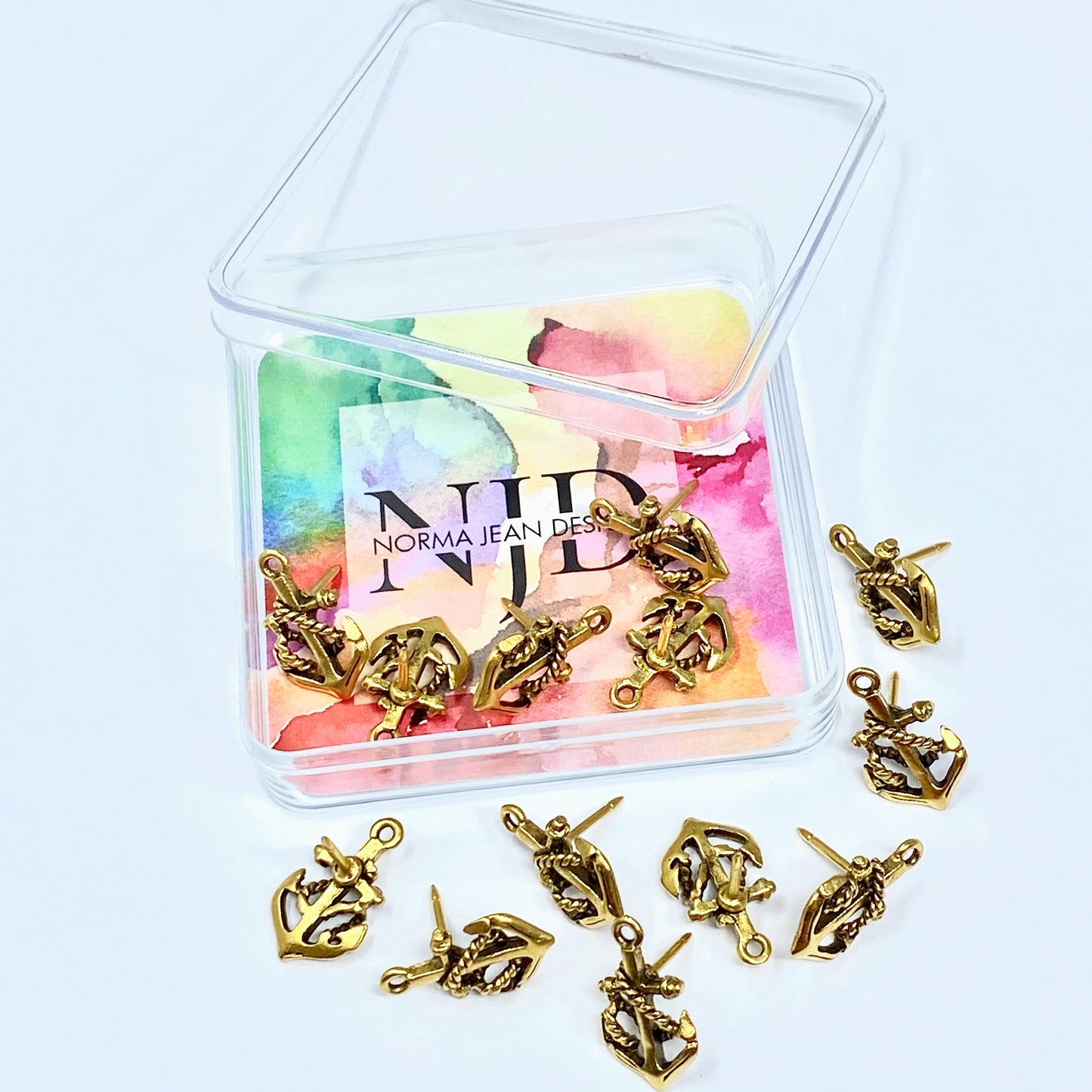 Anchor Push Pins, Nautical Thumb Tacks, Decorative Push Pins, Gold and Silver Push Pins, 15 Piece Metal Push Pin Set