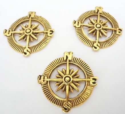 Nautical Push Pins, Compass Push Pins, Decorative Push Pins, Unique Gold Push Pins, 15 Piece Metal Push Pin Set