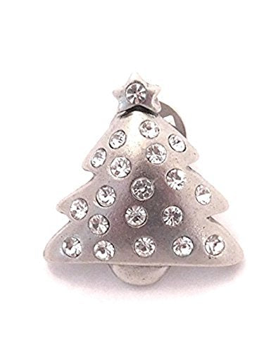 NORMA JEAN DESIGNS, LLC Holiday Tree PIN with Glass Crystal Stones Antique Silver CL-106AS