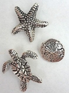 Sea Life Push Pins, Decorative Push Pins, Unique Silver Push Pins, 15 Piece Metal Push Pin Set