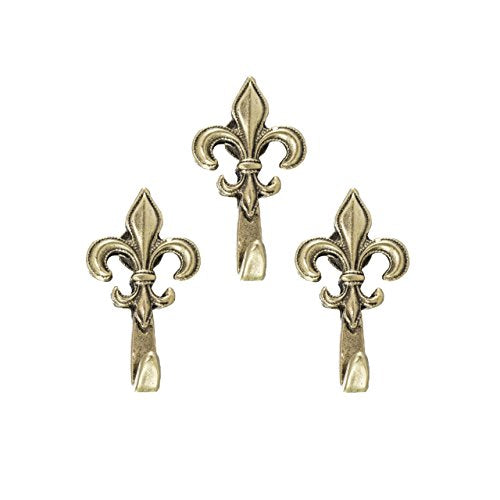Fleur De Lis Magnet Hooks, Antique Silver, Set of 3