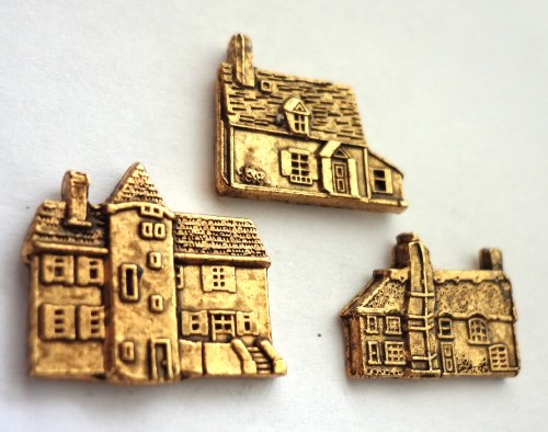 Country Cottage Push Pins, Decorative Push Pins, Unique Gold Push Pins, 15 Piece Metal Push Pin Set