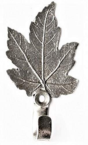Maple Leaf Hook, Medium Wall Hook, Picture Hook, Jewelry Hook, Decorative Wall Hook, 1 Piece, Silver Finish