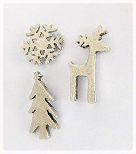 Winter Push Pins, Decorative Push Pins, Unique Silver Push Pins, 15 Piece Metal Push Pin Set
