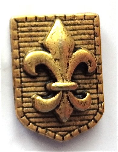 Fleur De Lis Shield Push Pins, Decorative Push Pins, Unique Gold Push Pins, 15 Piece Metal Push Pin Set