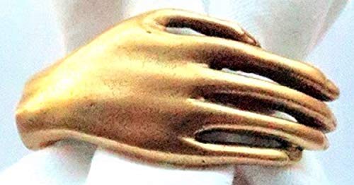 Norma Jean Designs Hand Napkin Ring Set of 6 Antique Gold
