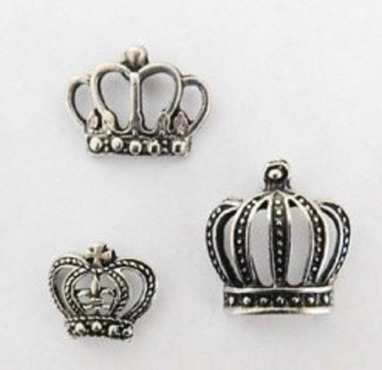Crown Push Pins, Available in Silver or Gold , 3 Styles, Handmade Solid Metal