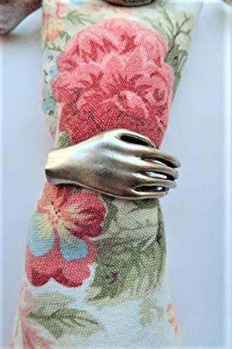 Norma Jean Designs New Item Hand Napkin Ring Set of 4 Antique Silver