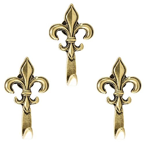 Fleur De Lis Magnet Hooks, Antique Gold, Set of 3