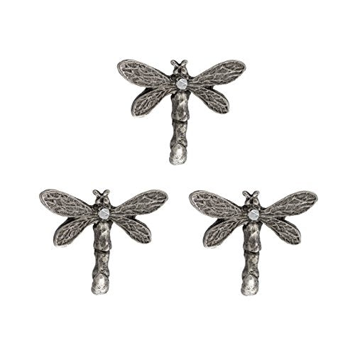 Dragonfly Hooks, Small Wall Hooks, Picture Hooks, Jewelry Hooks, Decorative Wall Hooks, Set of 3, Silver Finish