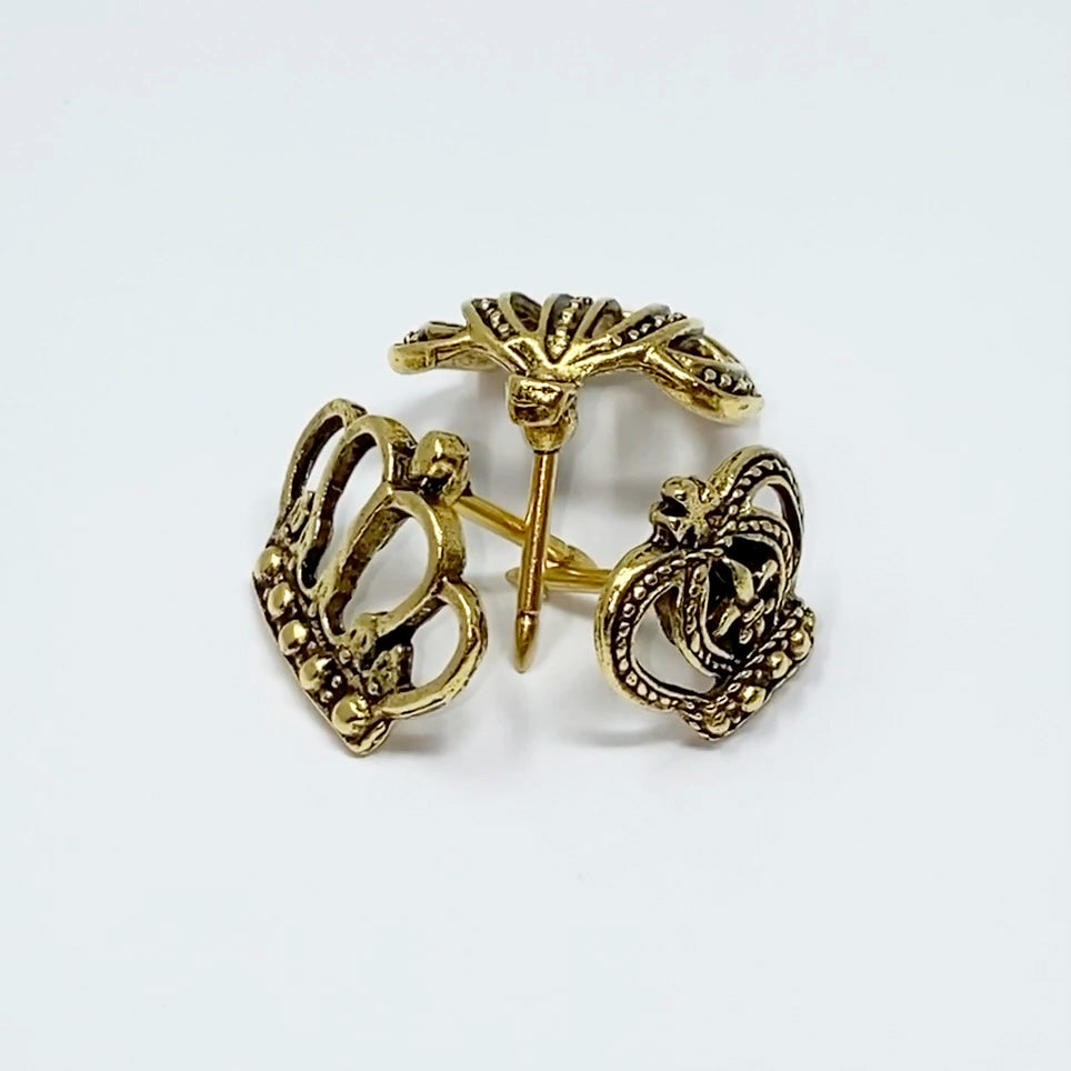 Crown Push Pins, Available in Silver or Gold , 3 Styles, Handmade Solid Metal