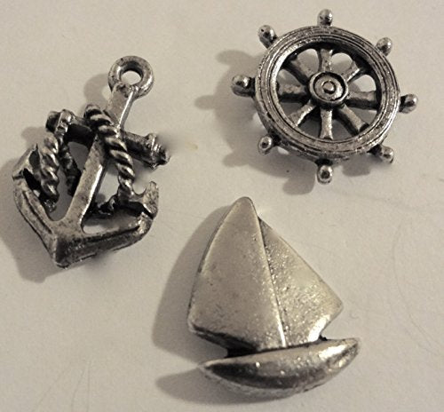 Nautical Push Pins, Decorative Push Pins, Unique Silver Push Pins, 15 Piece Metal Push Pin Set