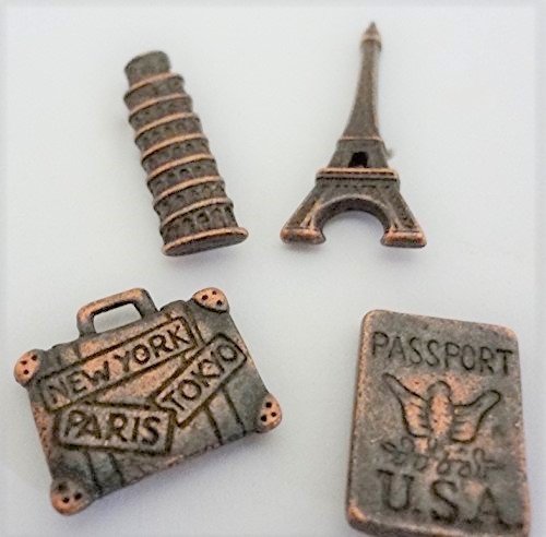 Travel The World Push Pins, Decorative Push Pins, Unique Bronze Push Pins, 16 Piece Metal Push Pin Set
