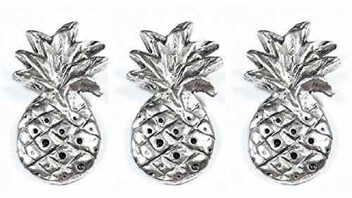 Norma Jean Designs LARGE DECORATIVE PINEAPPLE MAGNETS SET OF 3PC ANTIQUE SILVER