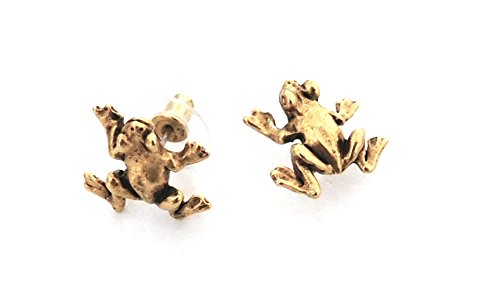 NEW ITEM MINI FROG EARRING WITH POST ANTIQUE GOLD
