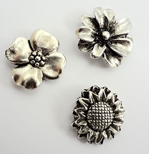 Flower Push Pins, Decorative Push Pins, Unique Silver Push Pins, 15 Piece Metal Push Pin Set