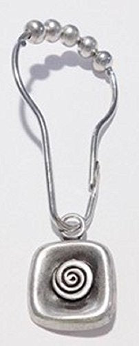 Abstract Shower Hook Adornments, Antique Silver, Set of 12, Free chrome roller ball shower hooks with purchase