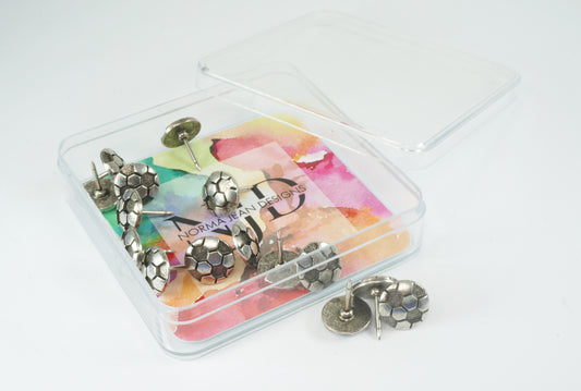 Soccer Ball Push Pins, Decorative Push Pins, Gold and Silver Push Pins, 15 Piece Metal Push Pin Set