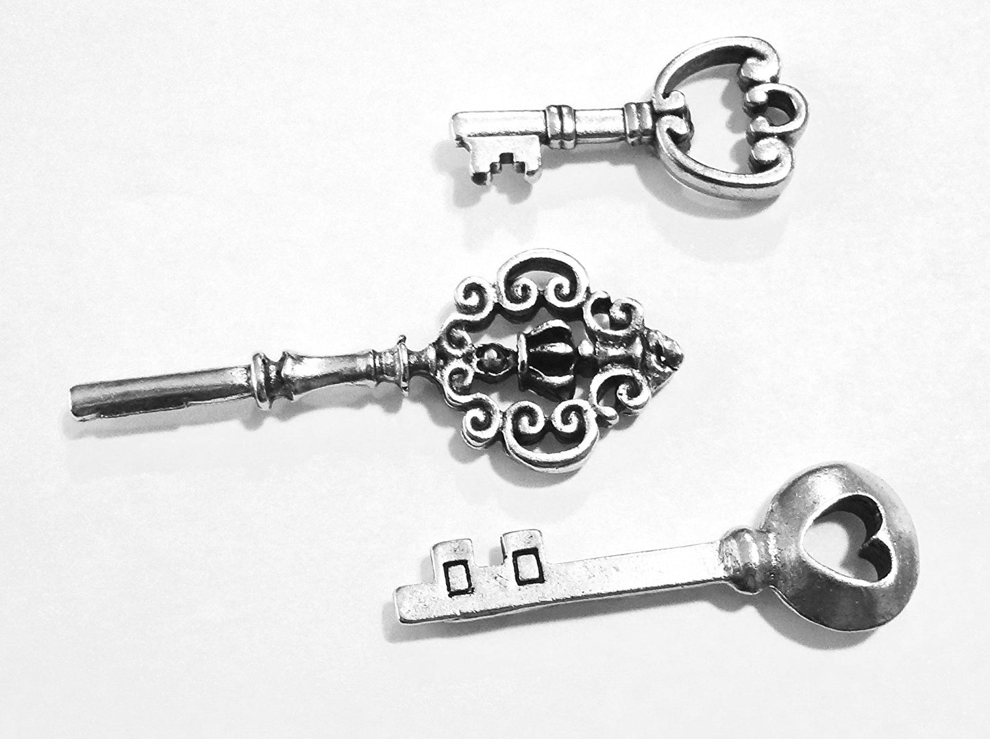 Vintage Key Push Pins, Decorative Push Pins, Unique Silver Push Pins, 15 Piece Metal Push Pin Set