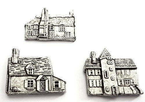 Country Cottage Push Pins, Decorative Push Pins, Unique Silver Push Pins, 15 Piece Metal Push Pin Set