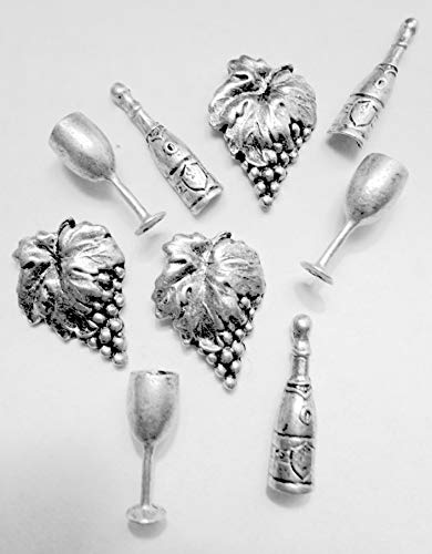 Wine Lovers Push Pins, Decorative Push Pins, Unique Silver Push Pins, 15 Piece Metal Push Pin Set
