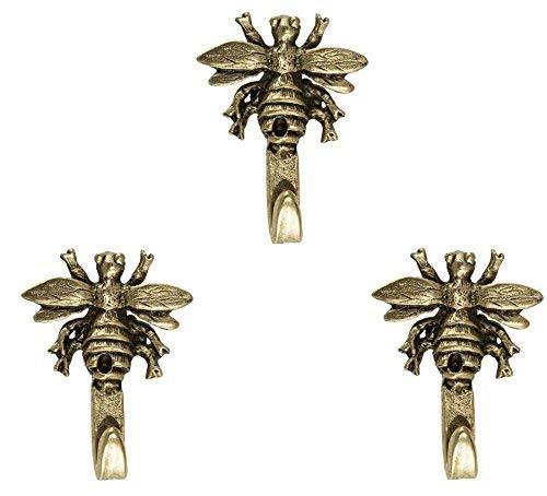 Mini Bee Hooks, Bumble Bee Hooks, Picture Hooks, Jewelry Hooks, Decorative Hooks, Set of 3, Gold Finish