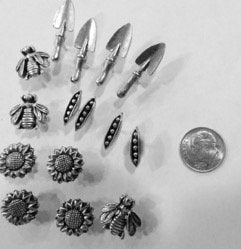 Garden Push Pins, Decorative Push Pins, Unique Gold Push Pins, 15 Piece Metal Push Pin Set