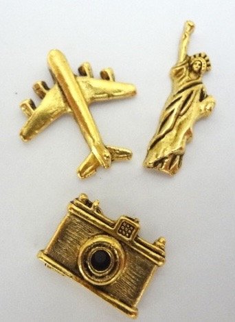 New York Push Pins, Decorative Push Pins, Unique Gold Push Pins, 15 Piece Metal Push Pin Set