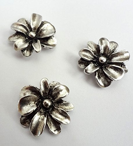 Spring Flower Push Pins, Decorative Push Pins, Unique Silver Push Pins, 15 Piece Metal Push Pin Set