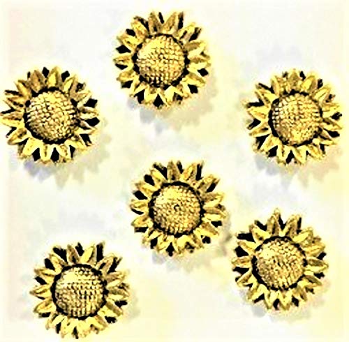 Sunflower Magnets, Antique Gold, Set of 6