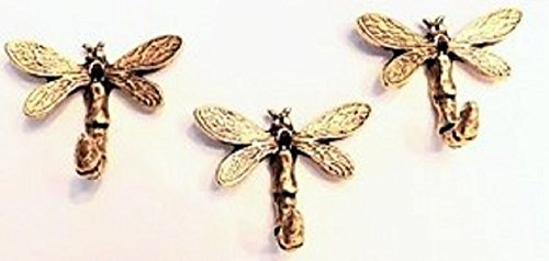 Dragonfly Hooks, Small Wall Hooks, Picture Hooks, Jewelry Hooks, Decorative Wall Hooks, Set of 3, Gold Finish