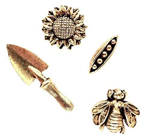 Garden Push Pins, Decorative Push Pins, Unique Gold Push Pins, 15 Piece Metal Push Pin Set