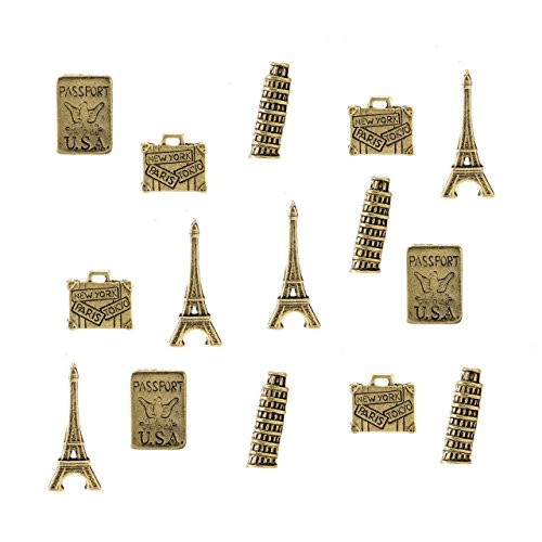 Travel Push Pins, Decorative Push Pins, Unique Gold Push Pins, 16 Piece Metal Push Pin Set