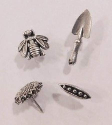 Garden Push Pins and Bee Push Pins, Decorative Push Pins, Unique Gold Push Pins, 15 Piece Metal Push Pin Set
