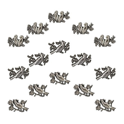 Bird Push Pins, Decorative Push Pins, Unique Silver Push Pins, 15 Piece Metal Push Pin Set