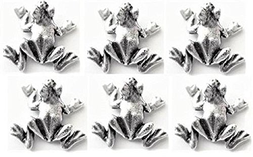 Frog Magnets, Antique Silver, Set of 6