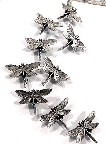 Large Dragonfly Push Pins, Decorative Push Pins, Unique Silver Push Pins, 9 Piece Metal Push Pin Set