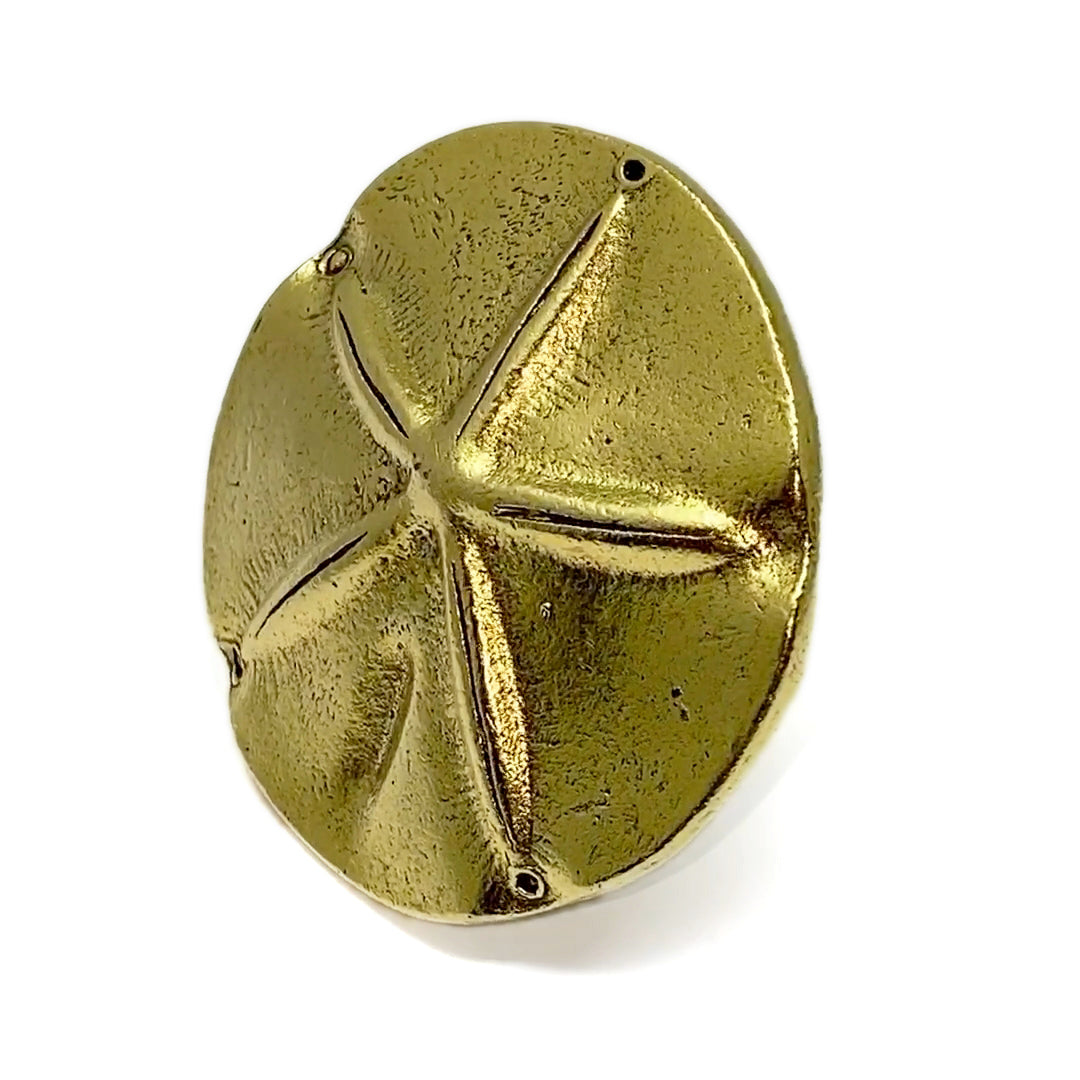 Sand Dollar Knob, Drawer Pull, Cabinet Knob, 1 Piece, Gold Finish