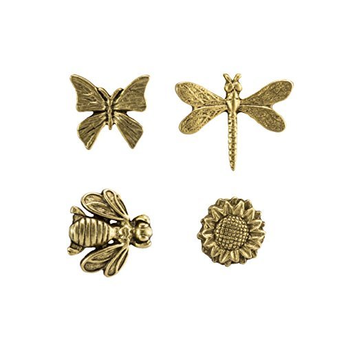 Springtime Push Pins, Decorative Push Pins, Unique Gold Push Pins, 15 Piece Metal Push Pin Set