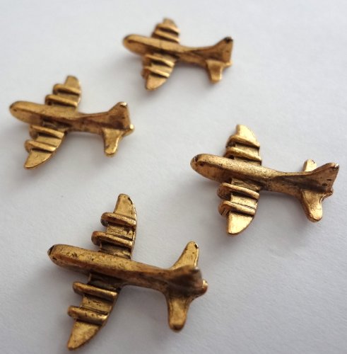 airplane push pins-antique gold-all metal push pins