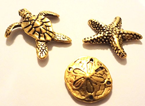 Sea Life Push Pins, Decorative Push Pins, Unique Gold Push Pins, 15 Piece Metal Push Pin Set