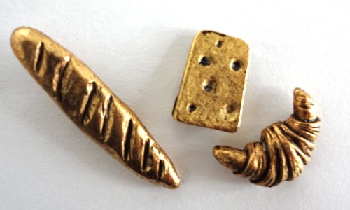 Bread and Cheese Push Pins, Decorative Push Pins, Unique Gold Push Pins, 15 Piece Metal Push Pin Set , T-509AG