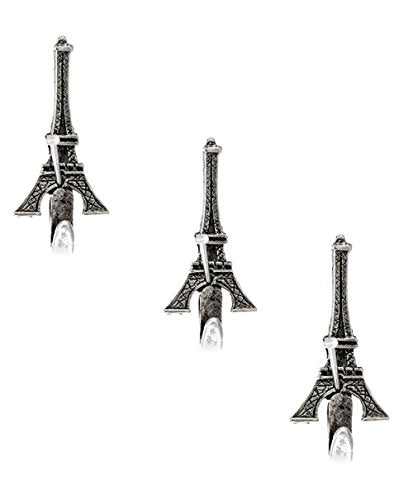 Mini Eiffel Tower Hooks, Picture Hooks, Jewelry Hooks, Decorative Wall Hooks, Set of 3, Silver Finish