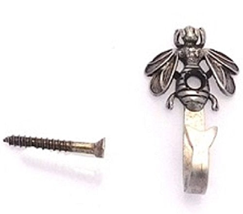 Bee Hook, Medium Wall Hook, Picture Hook, Jewelry Hook, Decorative Wall Hook, 1 Piece, Silver Finish
