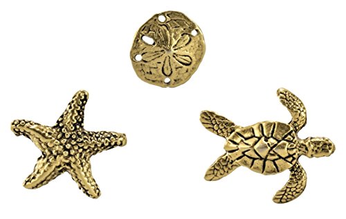 Sea Life Lapel Pins, Sea Turtle Lapel Pin, Sand Dollar Lapel Pin, and Starfish Lapel Pin, Unique Gold Clutch Pin. 3 Piece Set