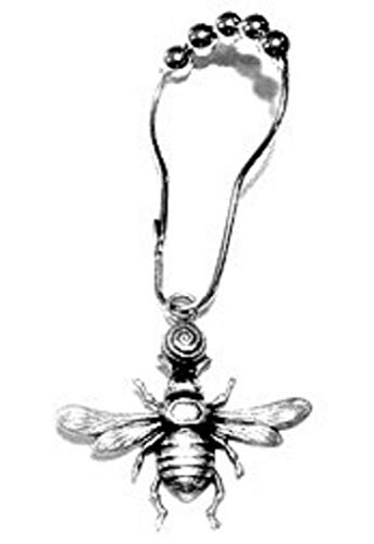 Large Bee Shower Hook Add-Ons, 12pc Set, Silver Finish, Includes set of Chrome Roller Hooks