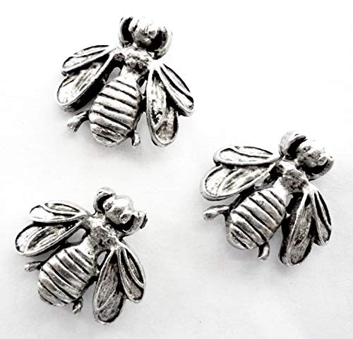 Bumble Bee All Metal Push Pins, Antique Silver, 15 Piece Set
