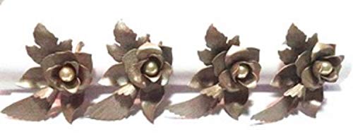 Norma Jean Designs New Item Flower Napkin Ring Set of 4 Antique Gold Painted with Pearl Center