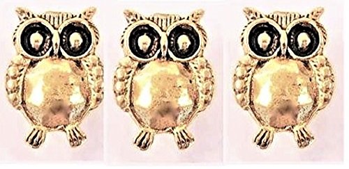 OWL 3PC LAPEL PINS ANTIQUE GOLD CL-618AG