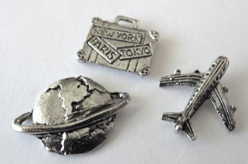 Travel The World Push Pins, Decorative Push Pins, Unique Silver Push Pins, 15 Piece Metal Push Pin Set